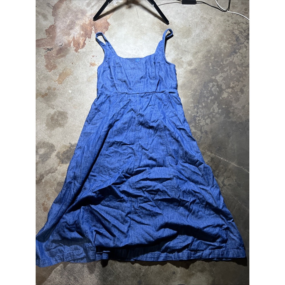 Old Navy Women's M Chambray Denim Fit & Flare Sleeveless Dress Blue Casual Sze M